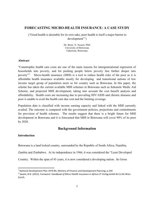 FORECASTING MICRO-HEALTH INSURANCE: A CASE STUDY ...