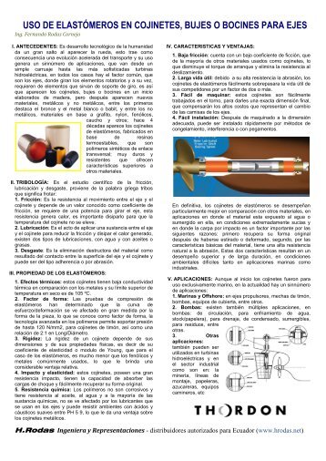 Thordon Ecuador: USO DE ELASTÓMEROS EN COJINETES, BUJES O BOCINES PARA EJES