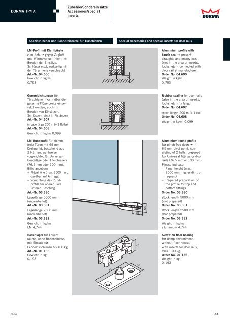 Technischer Prospekt - DORMA Interior Glas