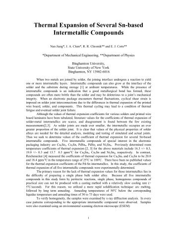 Thermal Expansion of Several Sn-based Intermetallic Compounds