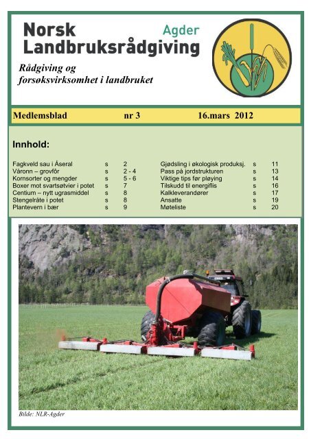 Nr 3 - 16. mars - Norsk Landbruksrådgiving Agder