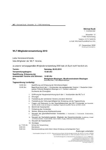 WLT-Mitgliederversammlung 2010