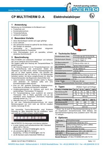 CP MULTITHERM D.A Elektroheizkörper - Intertec-Hess GmbH
