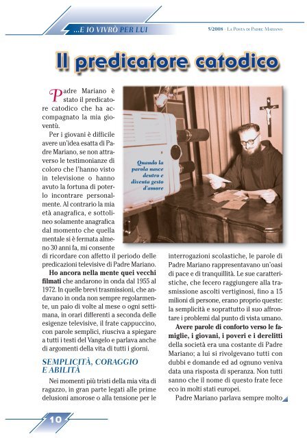 Il predicatore catodico - Padre Mariano da Torino
