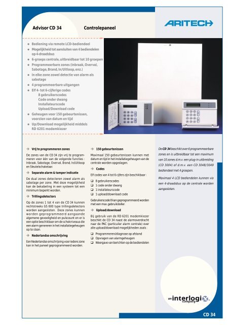 CD 34 Advisor CD 34 Controlepaneel - De Beveiligingswinkel