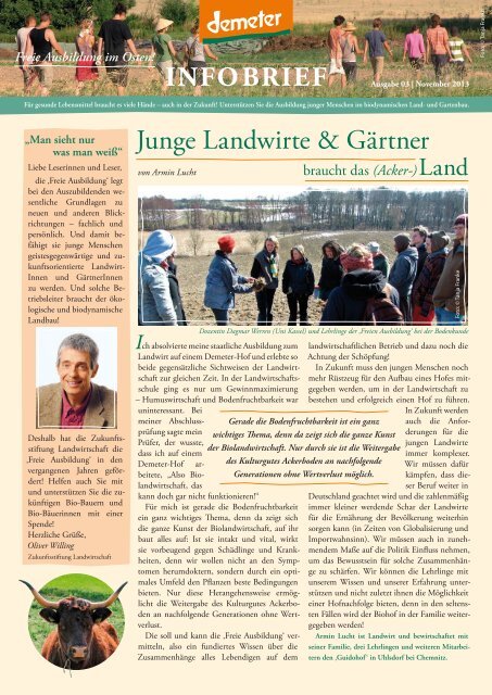 INFOBRIEF Junge Landwirte & Gärtner Freie Ausbildung im Osten