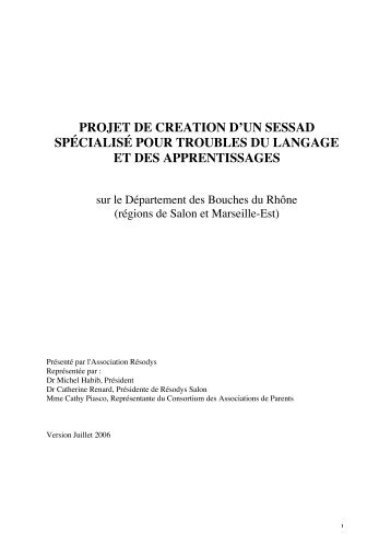 projet de creation d'un sessad spÃ©cialisÃ© pour troubles du ... - Resodys