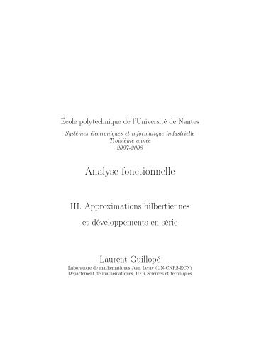 Analyse fonctionnelle - Laboratoire de mathÃƒÂ©matiques - UniversitÃƒÂ© ...