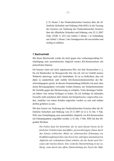 Beschwerdeschrift vom 26.05.2008 - Daten-Speicherung.de ...