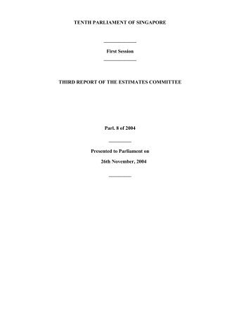 THIRD REPORT OF THE ESTIMATES COMMITTEE Parl. 8 of 2004
