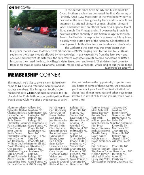 2012 July.indd - Tarheel Chapter BMW Car Club of America