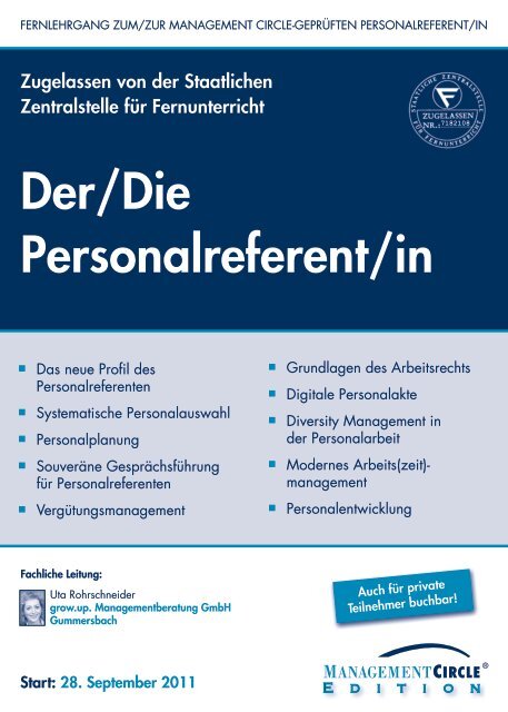 Der/Die Personalreferent/in - Management Circle AG