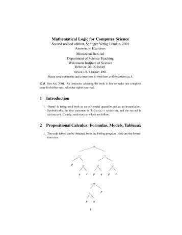 Mathematical Logic for Computer Science 1 ... - Mathematics