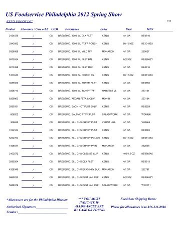 US Foodservice Philadelphia 2012 Spring Show - Foodshows