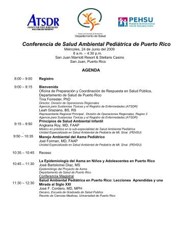 Conferencia de Salud Ambiental PediÃ¡trica de Puerto Rico - itinerario