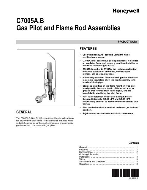 C7005A,B Gas Pilot Flame Rod Assemblies - PexSupply.com