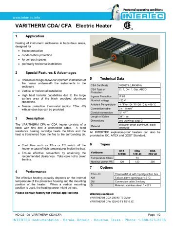 VARITHERM CDA/ CFA Electric Heater