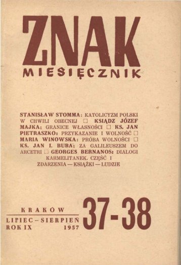Nr 37-38, kwiecieÅ-maj 1957 - Znak