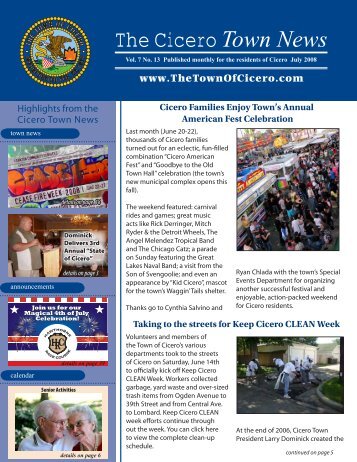 Click here to view the Cicero Town News - The Town of Cicero