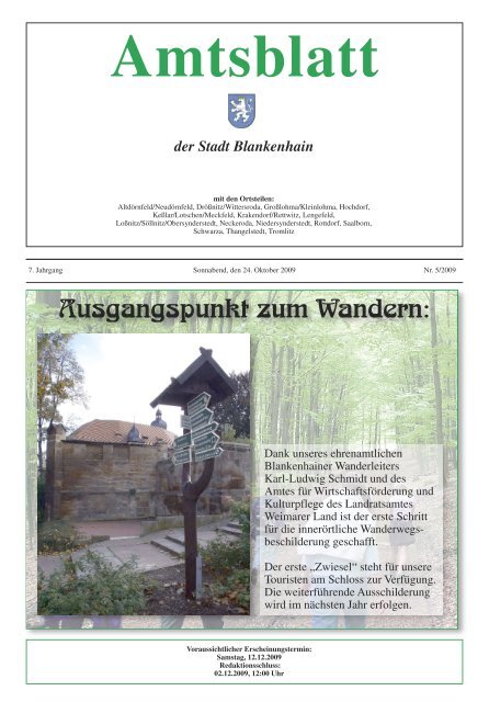 Ausgangspunkt zum Wandern: - Lindenstadt Blankenhain