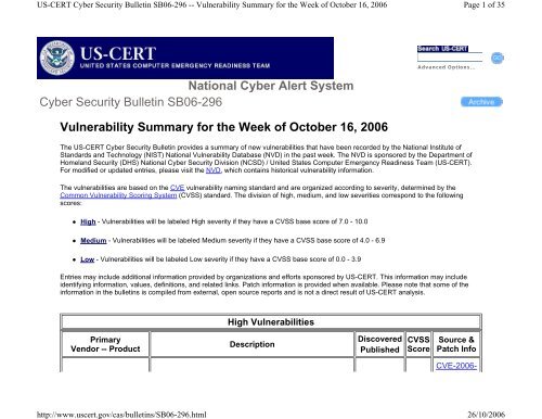 National Cyber Alert System Cyber Security Bulletin Sb06 296