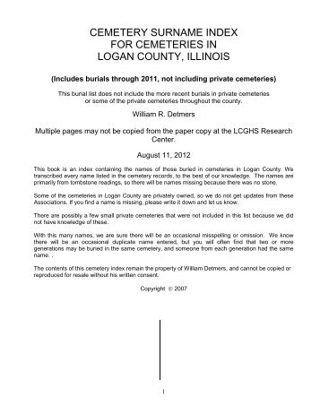 Logan County Cemetery Records