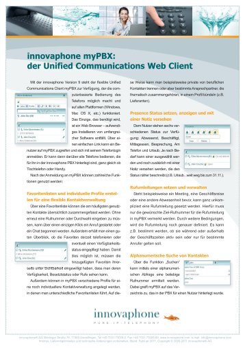 innovaphone myPBX - Telefonbau Schneider AG