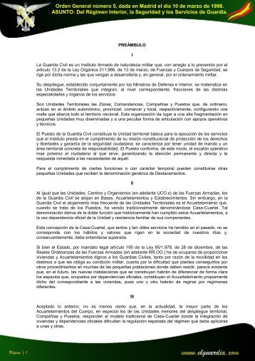 Orden General nÃºmero 5, dada en Madrid el dÃ­a 10 de marzo de ...