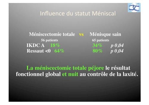 REPRISE DE LIGAMENTOPLASTIE DU GENOU