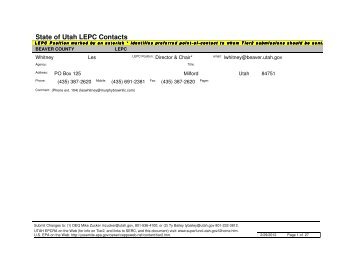 State of Utah LEPC Contacts - Utah.gov