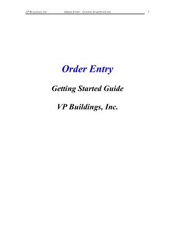 VPC Tip 43 - Order Entry-Getting Started Guide - VP Buildings