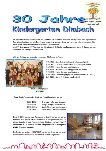 30 Jahre Kindergarten - Marktgemeinde Dimbach