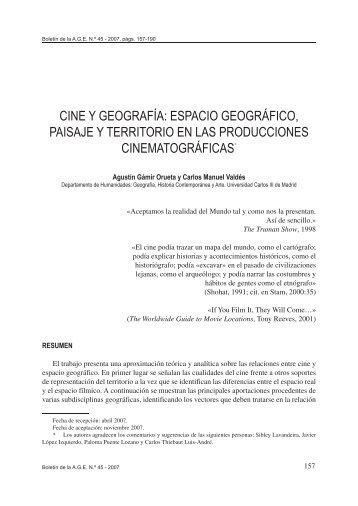 Cine y GeografÃ­a: espacio geogrÃ¡fico, paisaje y territorio