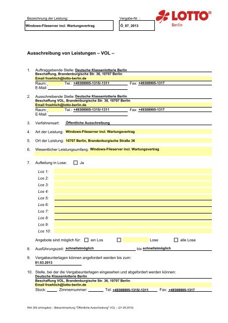 Ausschreibung von Leistungen - Die Vergabeplattform des Landes ...