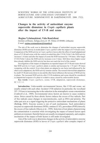 Changes in the activity of antioxidant enzyme superoxide dismutase ...