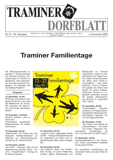 Traminer Familientage - Traminer Dorfblatt