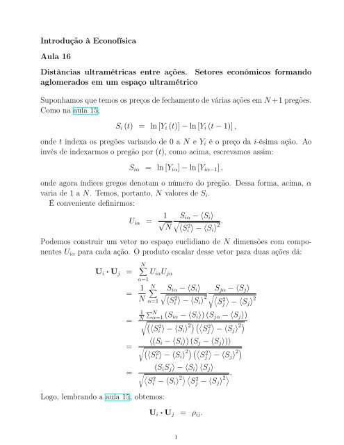 IntroduÃ§Ã£o Ã  EconofÃ­sica Aula 16 DistÃ¢ncias ... - IFSC - USP