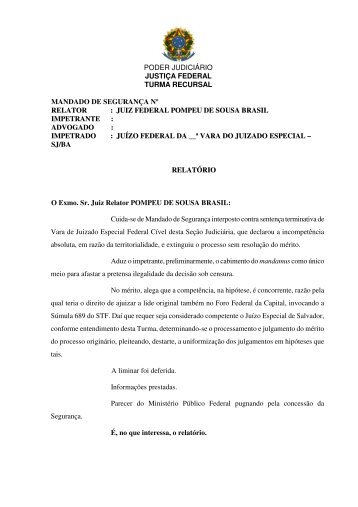 juiz federal pompeu de sousa brasil impetr - JustiÃ§a Federal