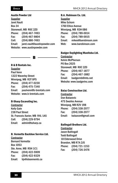 2012 membership listing - Manitoba Heavy Construction Association