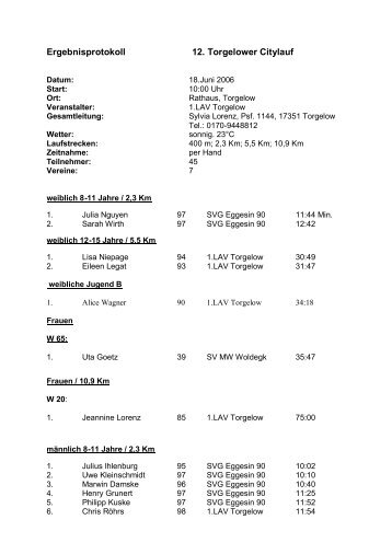 Ergebnisprotokoll 12. Torgelower Citylauf - uer-leichtathletik-verband