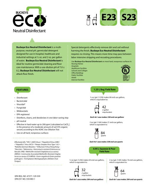 Eco Neutral Disinfectant Literature Sheet Buckeye International