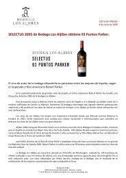 SELECTUS 2005 de Bodega Los Aljibes obtiene 93 Puntos Parker.