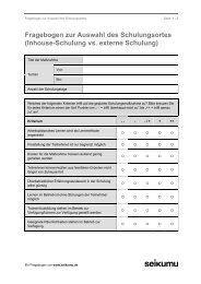 Fragebogen zur Auswahl des Schulungsortes - Seikumu