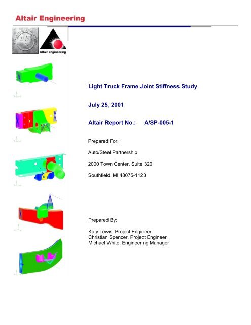 Light Truck Frame Joint Stiffness Study Phase 1 Final Report