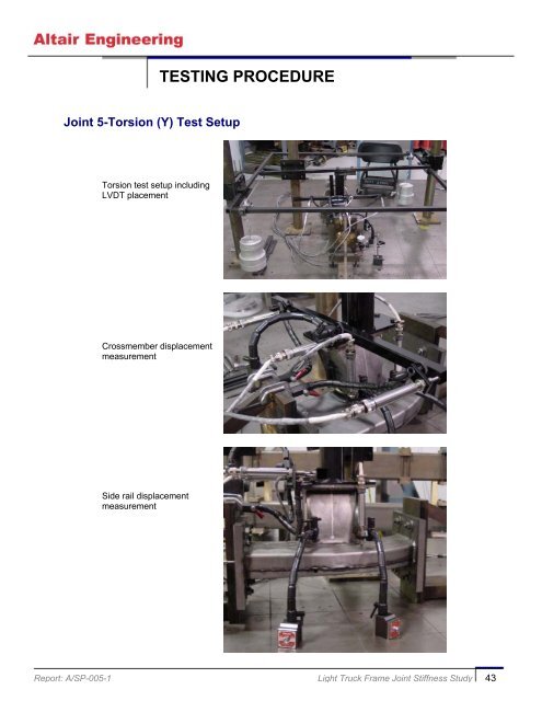 Light Truck Frame Joint Stiffness Study Phase 1 Final Report