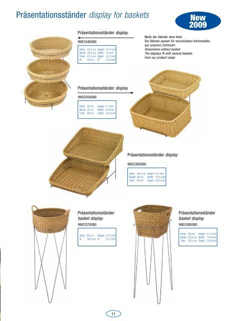 Körbe und Tischsets aus Kunststoff Professional 2009 - Horeco