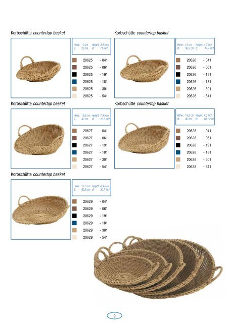 Körbe und Tischsets aus Kunststoff Professional 2009 - Horeco