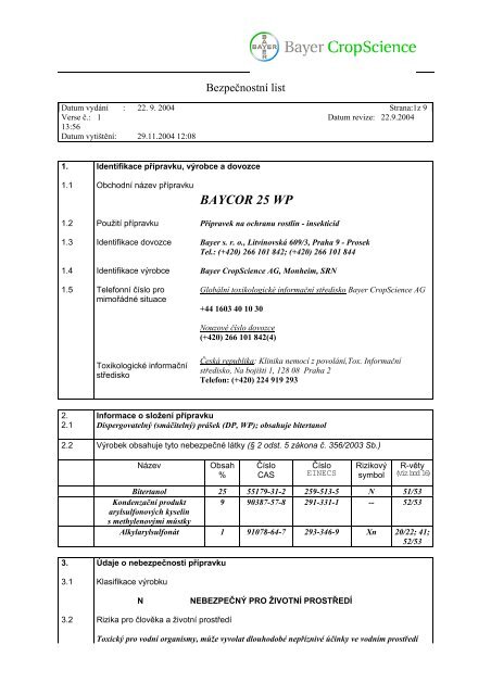 BAYCOR 25 WP - Novum Czech sro