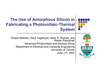 The Use of Amorphous Silicon in Fabricating a Photovoltaic-Thermal ...