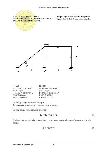 Dynamika - wersja komputerowa 6 - Instytut Konstrukcji Budowlanych